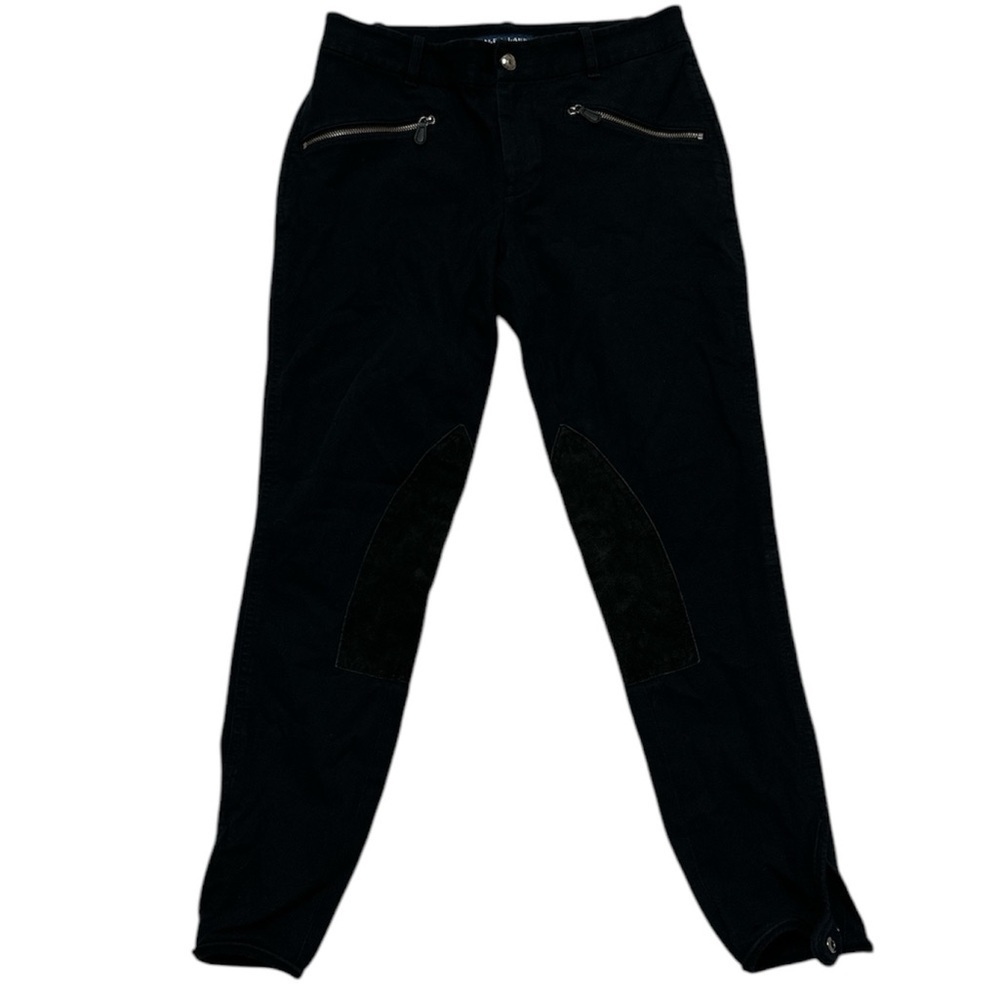Ralph Lauren Equestrian Pants Jodhpur Zipper Pockets Stretchy Patches Snap Cuffs